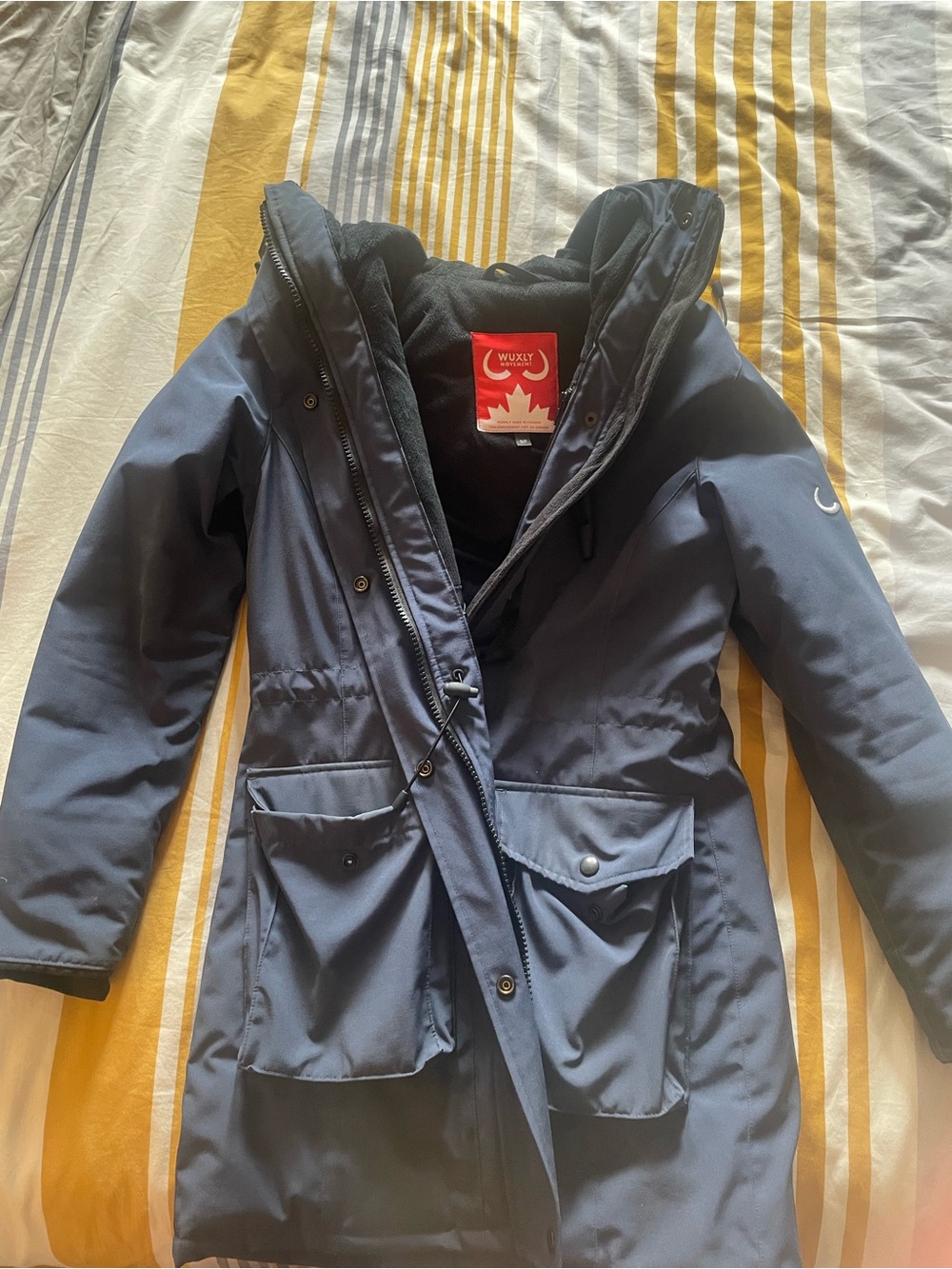 Women’s Navy Long Puffer Parka with Hood